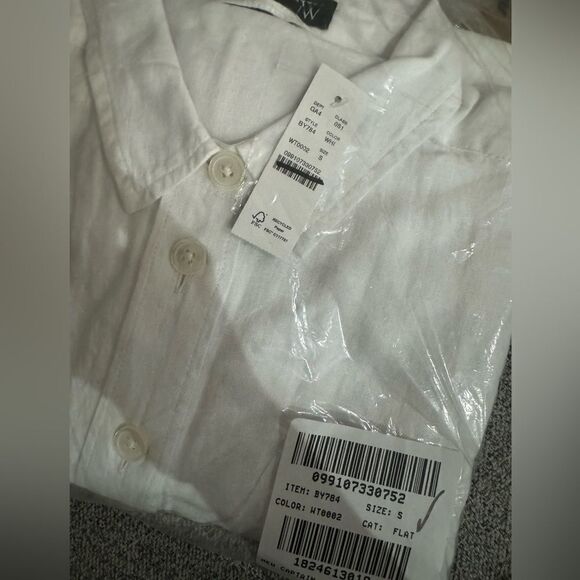 NWT J CREW Capitaine shirtdress in linen In white - Picture 6 of 6